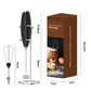 Electric Milk Frother & Egg Whisk Stand – Dual-Head Coffee Frother (Black)