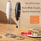 Electric Milk Frother & Egg Whisk Stand – Dual-Head Coffee Frother (White)