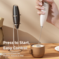 Electric Milk Frother & Egg Whisk Stand – Dual-Head Coffee Frother (White)