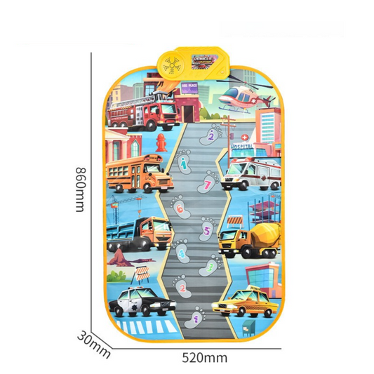 2-Pack Kids Multifunctional Electronic Dance Mat(52x86CM) - Dinosaur & Transport Theme Play Mat with Sound Recognition for Early Education and Physical Exercise