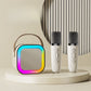 Beige double wheat Portable Mini Karaoke Machine with Wireless Microphone - Bluetooth Speaker for Kids & Adults