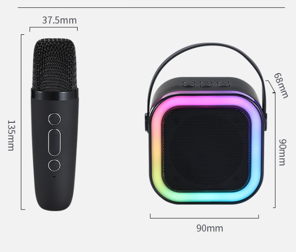 Beige double wheat Portable Mini Karaoke Machine with Wireless Microphone - Bluetooth Speaker for Kids & Adults