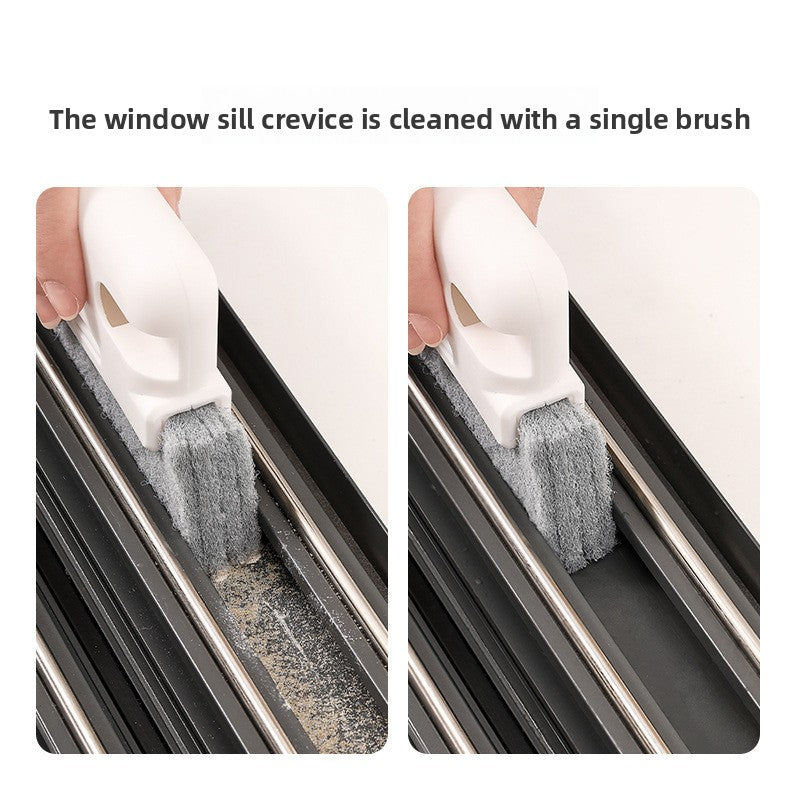 5-PCS Grey Window Track Cleaning Brush Tool Handheld Groove Gap Cleaner with Scraper Small Scrubbing Brush for Sliding Door Rails and Sills