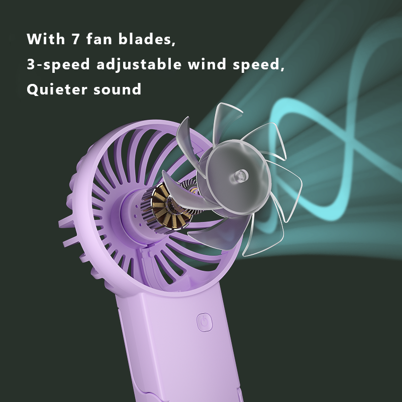 Mini Foldable Handheld Fan 3-Speed USB Rechargeable 2-Pack – White
