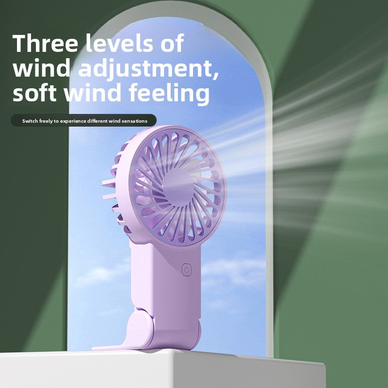 Mini Foldable Handheld Fan 3-Speed USB Rechargeable 2-Pack – White