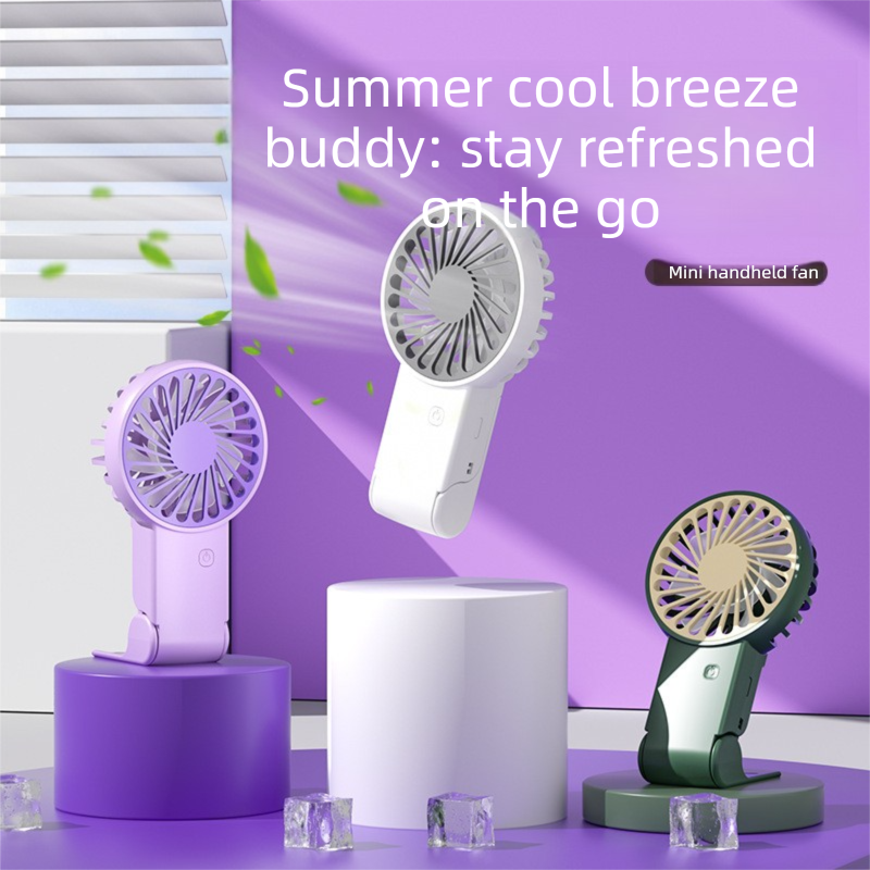 Mini Foldable Handheld Fan 3-Speed USB Rechargeable 2-Pack – Purple