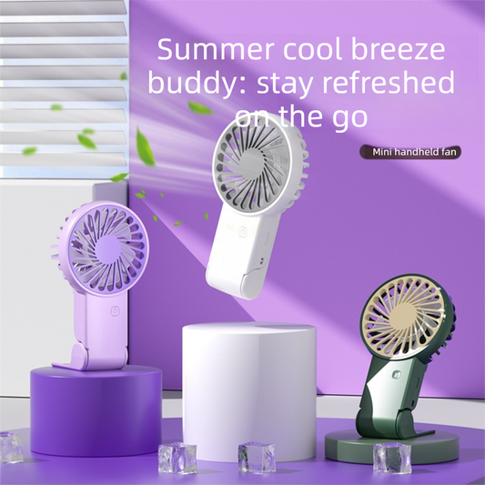 Mini Foldable Handheld Fan 3-Speed USB Rechargeable 2-Pack – Purple