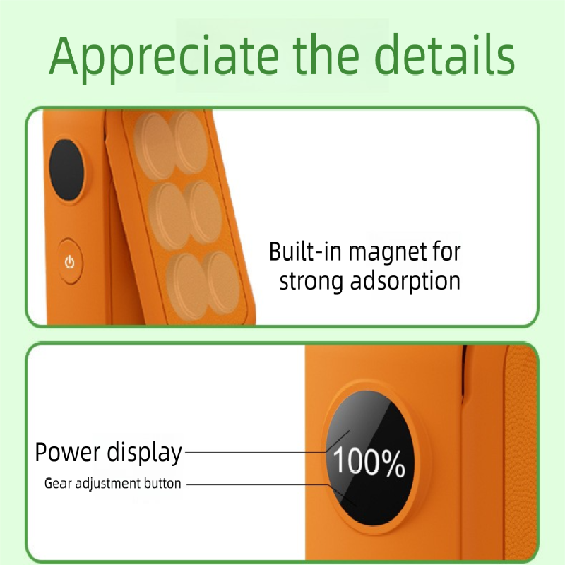 4-in-1 Foldable Fan 5-Speed LED Display Magnetic Base – Pink