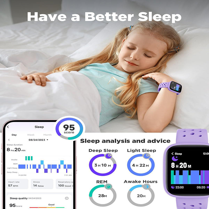 Blue Kids Smart Watch Fitness Tracker with Pedometer Heart Rate Monitor and 14 Sport Modes IP68 Waterproof Watch for Boys and Girls