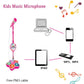 Pink Kids Star Karaoke Microphone Stand Adjustable Height Music Toy with Flashing Lights and MP3 Connectivity for Boys and Girls