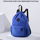 Large Drawstring Backpack Waterproof Gym Bag Lightweight Sports Sackpack with Zipper Pockets for Travel and Swimming Black