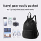 Large Drawstring Backpack Waterproof Gym Bag Lightweight Sports Sackpack with Zipper Pockets for Travel and Swimming Royal Blue