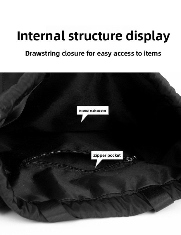 Large Drawstring Backpack Waterproof Gym Bag Lightweight Sports Sackpack with Zipper Pockets for Travel and Swimming Gray