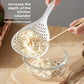 2 Pack Large Skimmer Slotted Spoon Colander Scoop - Long Handle Heat Resistant Food Strainer for Pasta, Noodles & Dumplings - White & Orange
