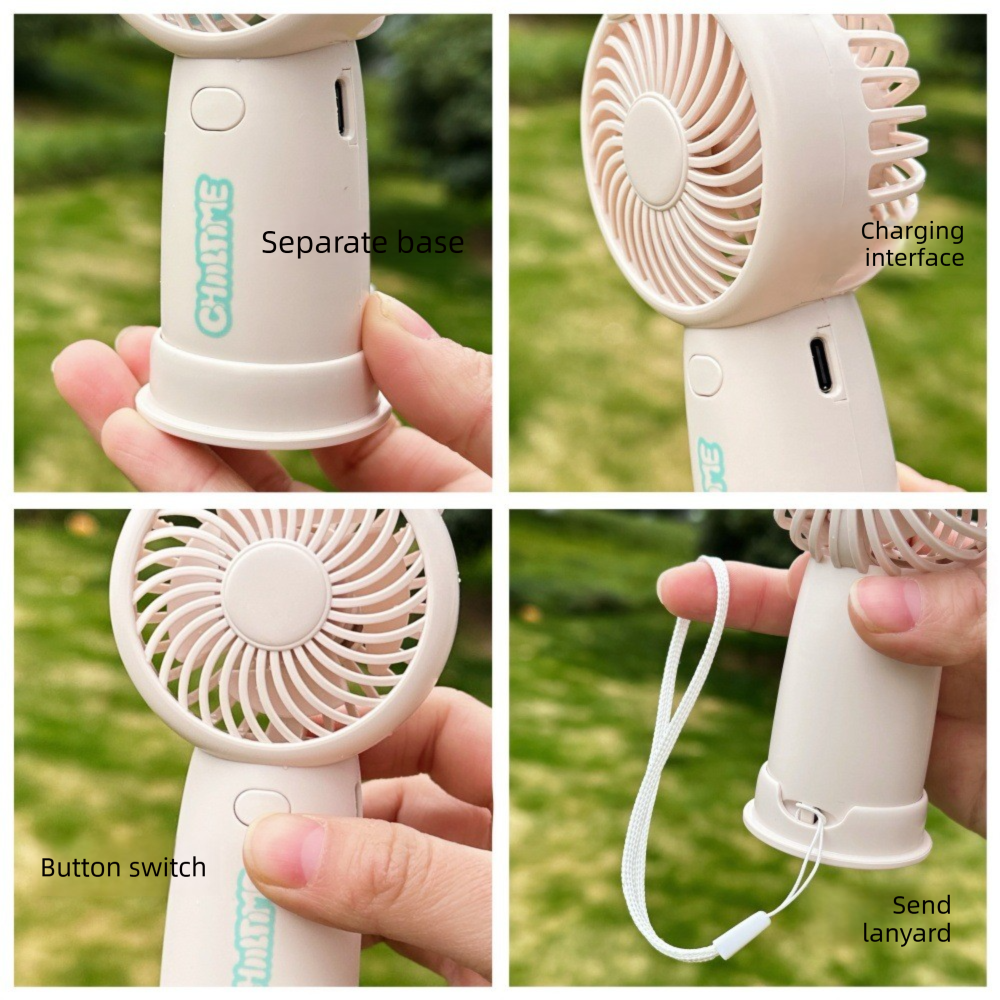 Mini Handheld Fan Bear Design 3-Speed Rechargeable with Stand – Yellow