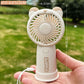 Mini Handheld Fan Bear Design 3-Speed Rechargeable with Stand – Beige