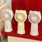 Mini Handheld Fan Bear Design 3-Speed Rechargeable with Stand – Beige