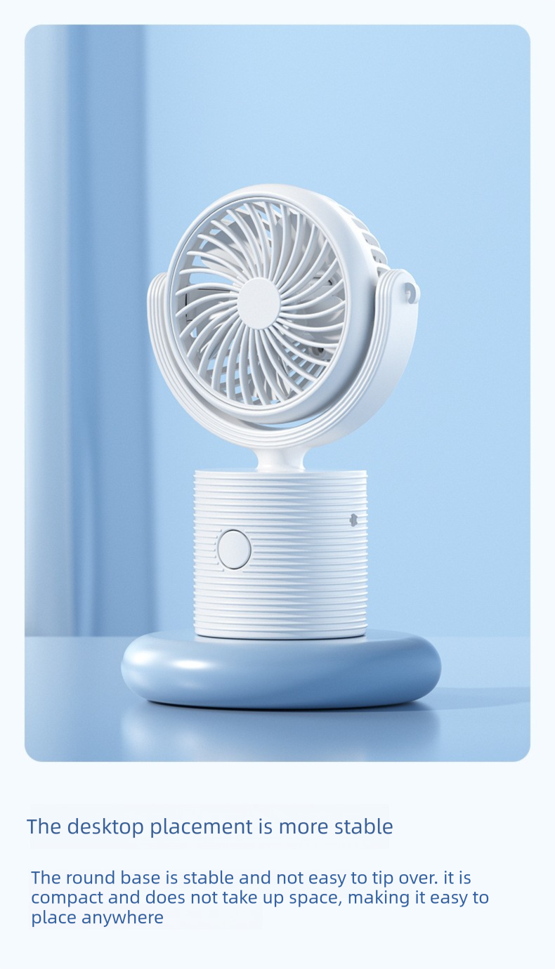 3-in-1 Portable Turbo Fan Handheld & Desk – Rechargeable with Lanyard (Pink)