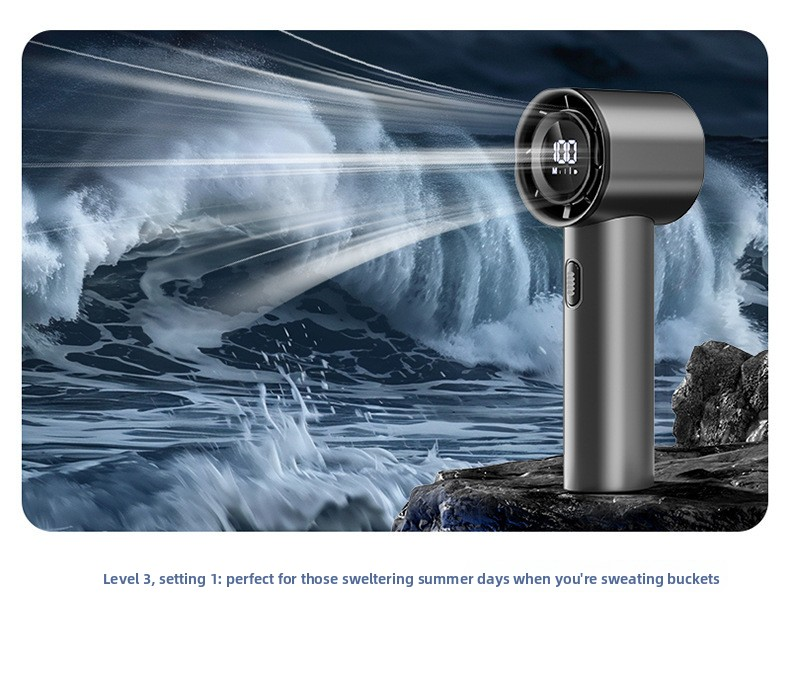 Handheld Turbo Fan 3-Speed LED Display Rechargeable – Champagne Gold