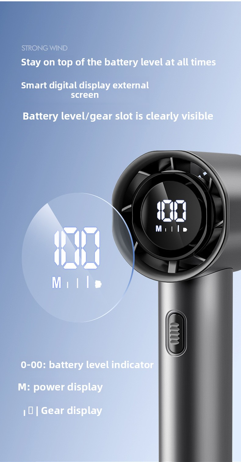 Handheld Turbo Fan 3-Speed LED Display Rechargeable – Champagne Gold