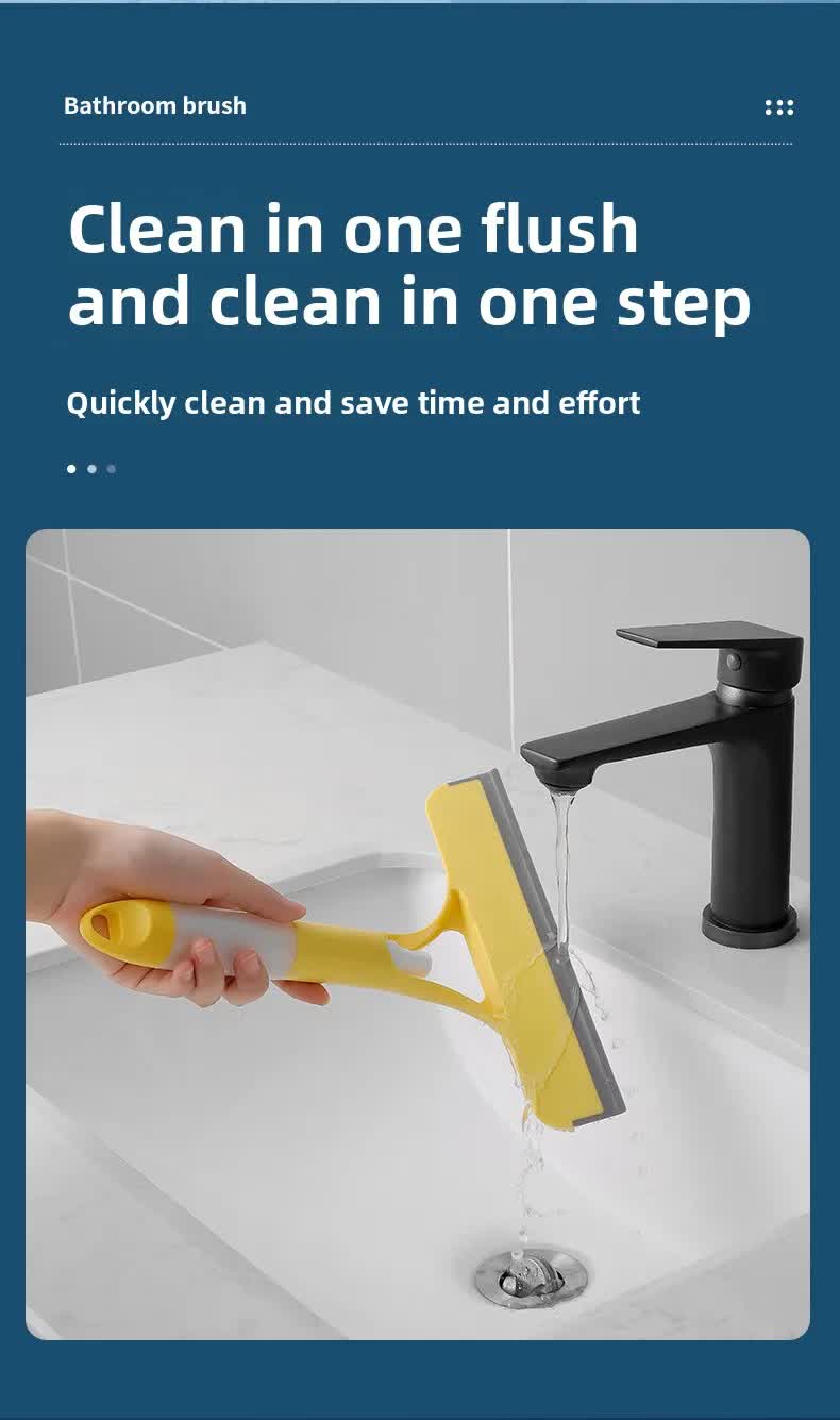 Blue 3-in-1 Window Squeegee with Built-in Spray Bottle - Dual Sided Sponge Glass Cleaner - Streak Free Tool for Shower Screens, Mirrors & Car Windows