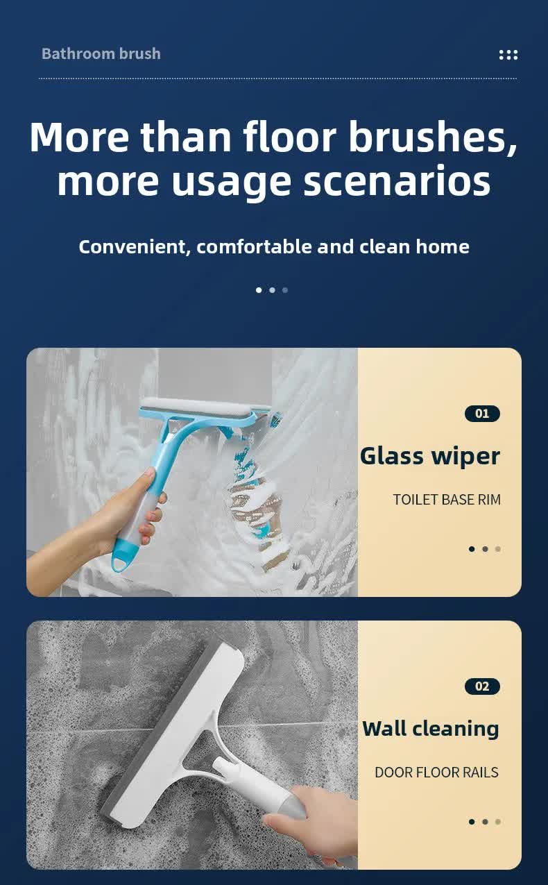 Blue 3-in-1 Window Squeegee with Built-in Spray Bottle - Dual Sided Sponge Glass Cleaner - Streak Free Tool for Shower Screens, Mirrors & Car Windows