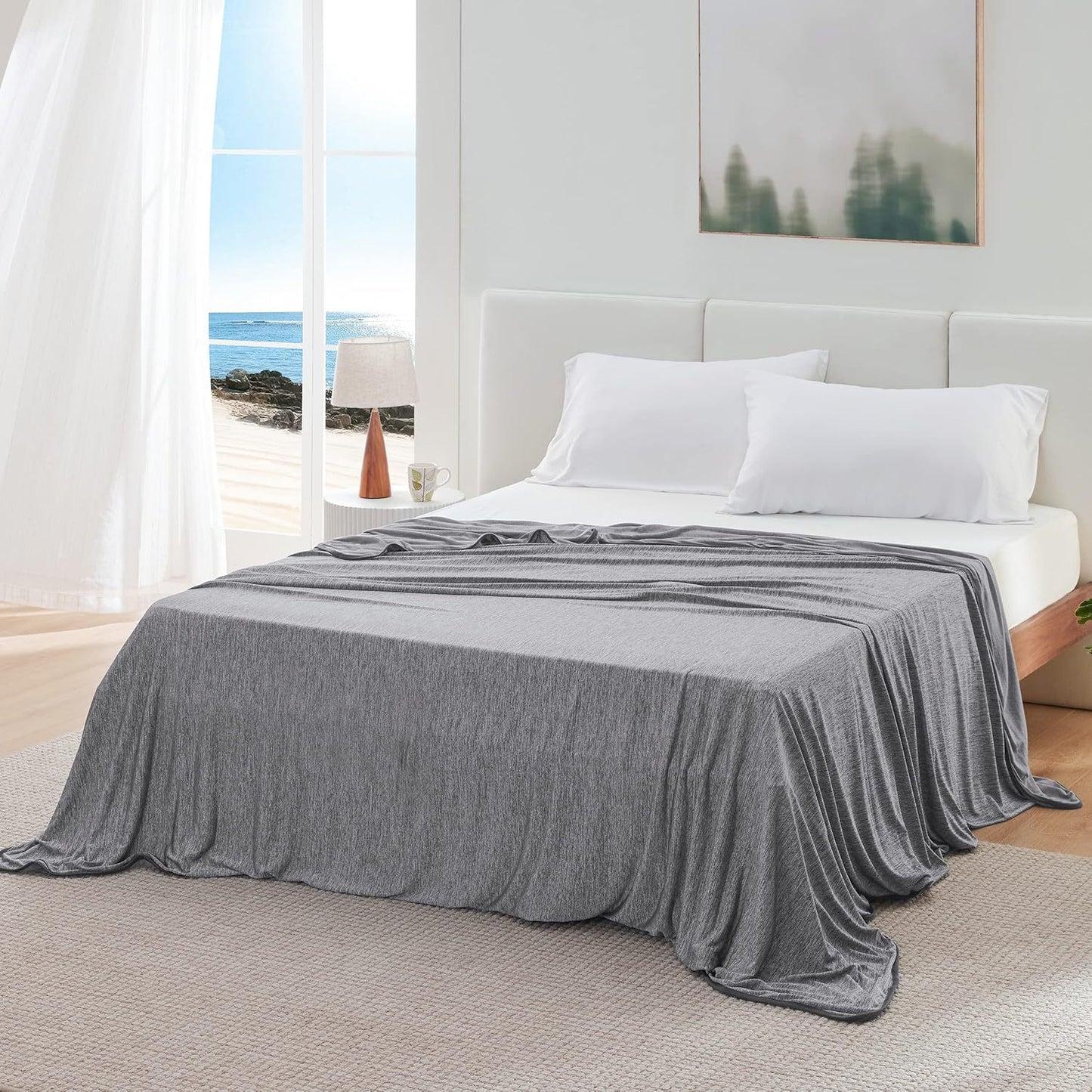 Pink Cooling Throw Blanket 100x150CM - Ultra Lightweight Breathable All-Season Quilt, Hand / Machine Washable
