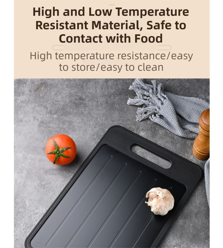 Grey Aluminum Fast Thawing Dual-Sided Cutting Board(31x21CM) - Multifunctional Kitchen Tool with Garlic Grinder and Knife Sharpener