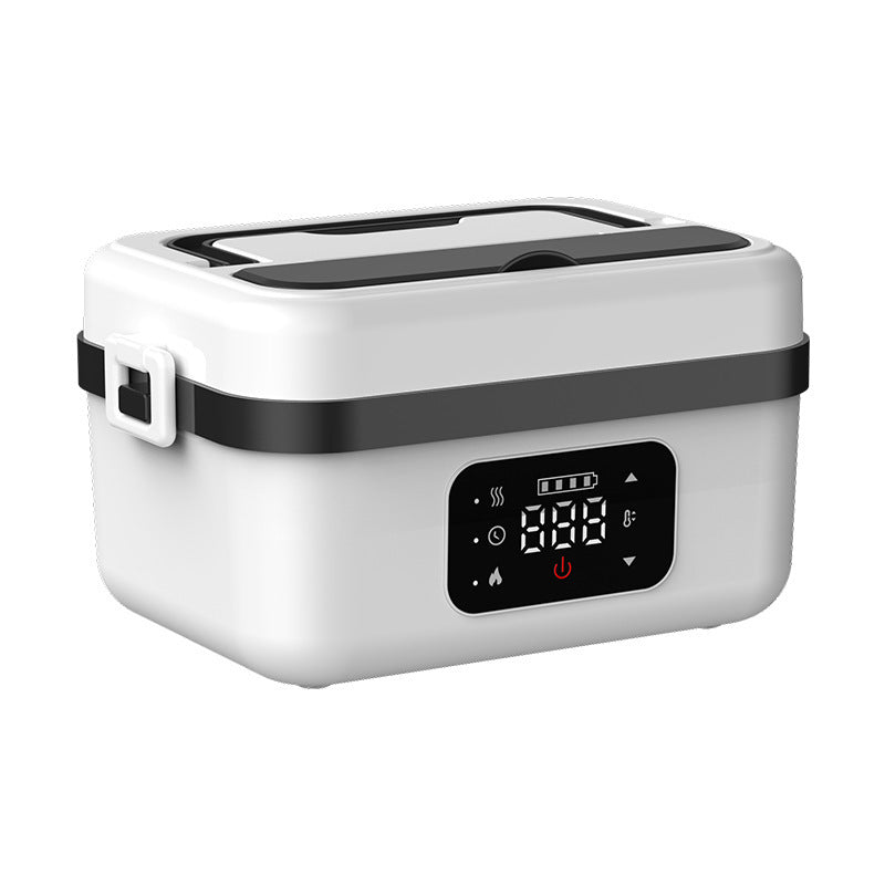 Cordless Heated Lunch Box 1L – USB Rechargeable Stainless Steel Bento Box (White)