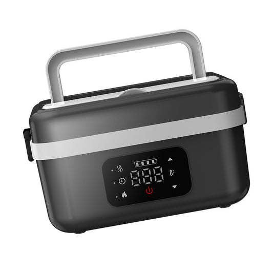 Cordless Heated Lunch Box 1L – USB Rechargeable Stainless Steel Bento Box (Black)