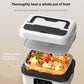 Cordless Heated Lunch Box 1L – USB Rechargeable Stainless Steel Bento Box (Black-Blue)