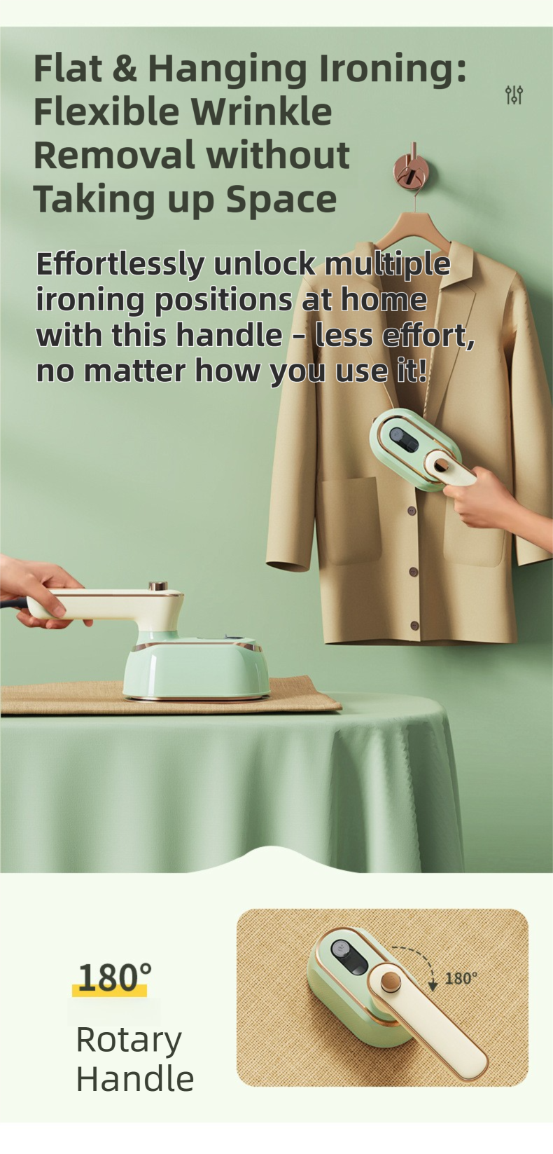 Foldable Handheld Garment Steamer & Travel Iron 70ml – Compact Steam Iron (Grey)