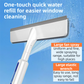 3-in-1 Spray Window Squeegee with 35cm Clean-Panel & 115cm Extension Pole - Multi-functional Spray, Scrub & Squeegee Tool with 3 Microfiber Cloths