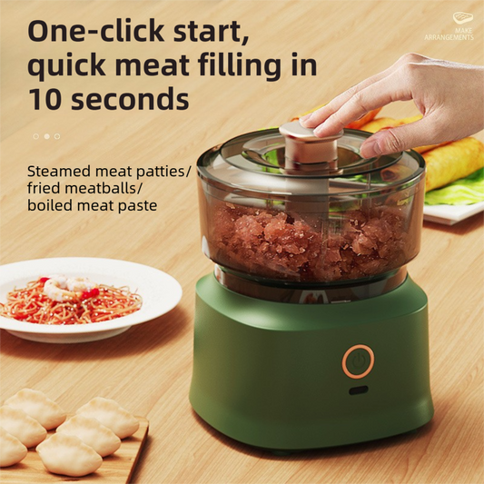 White Wireless Electric Kitchen Grinder -  Portable 150ml Baby Food Maker with 3 Stainless Steel Blades, USB Charging