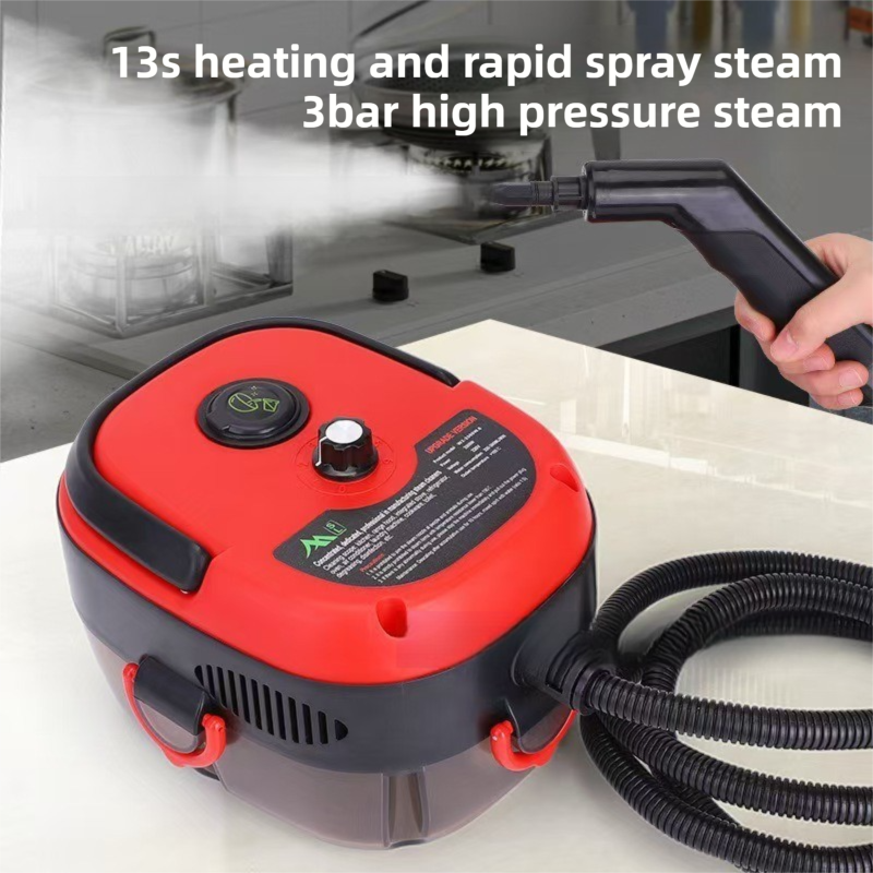 White Portable High-Pressure Steam Cleaner with 1000ml Tank & 7-Piece Pro Brushes/Spray Nozzle Kit - 131°C High-Temp Deep Cleaning Machine for Kitchen Grease and Home Sanitization