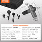 VEVOR Massage Gun Deep Tissue, Percussion Muscle Massager for Athletes - with 8 Speed Levels & 6 Massage Heads, 24V 2500mAh Batteries, Handheld Electric Massage Gun for Pain Relief, Muscle Relaxation