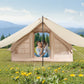 VEVOR Inflatable Tents for Camping, 3-5 Person Easy Setup Blow up Tent with Hand Pump, 300D Oxford 4 Season Glamping Tent with Canopy, Stove Jack, 2 Doors & 2 Mesh Windows (Storage Bag Included)