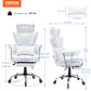 VEVOR Reclining Office Chair with Footrest, Heavy Duty PU Leather Wide Office Chair, Big and Tall Executive Office Chairs with Lumbar Support, Strong Metal Base Quiet Wheels, White