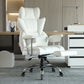 VEVOR Reclining Office Chair with Footrest, Heavy Duty PU Leather Wide Office Chair, Big and Tall Executive Office Chairs with Lumbar Support, Strong Metal Base Quiet Wheels, White