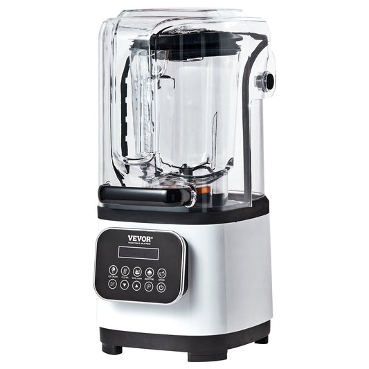 VEVOR Professional Blender with Shield, Commercial Countertop Blenders, 2L Jar Blender Combo, Stainless Steel 9 Speed & 5 Functions Blender, for Shakes, Smoothies, Peree, and Crush Ice, White