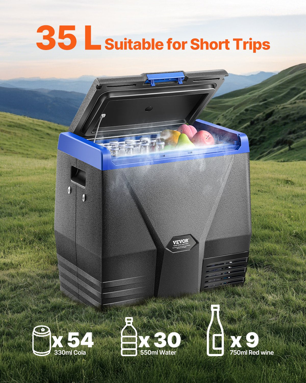 VEVOR Portable Car Refrigerator Freezer Compressor 35L Single Zone for Car Home