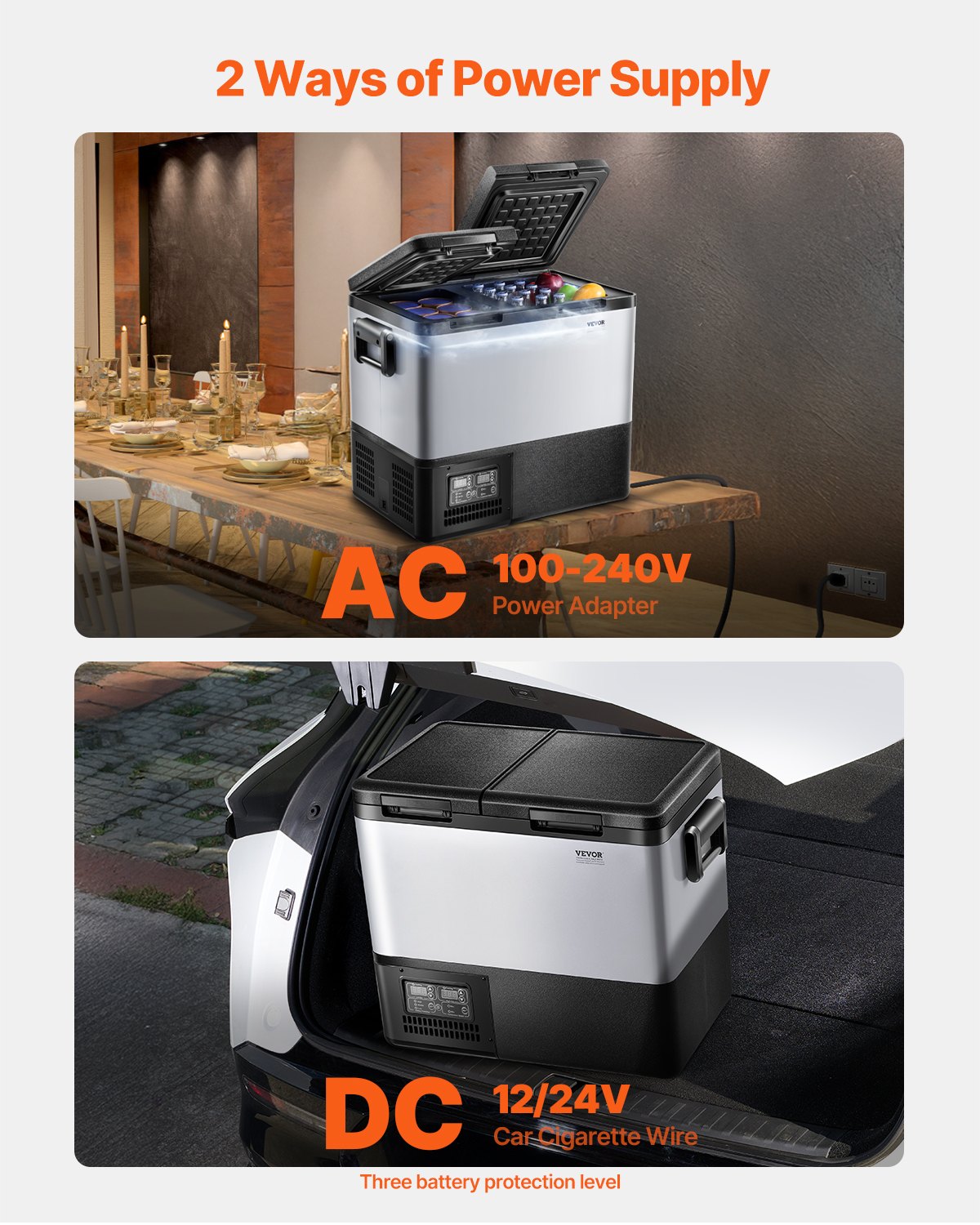 VEVOR Portable Car Refrigerator Freezer Compressor 45L Dual Zone for Car Home