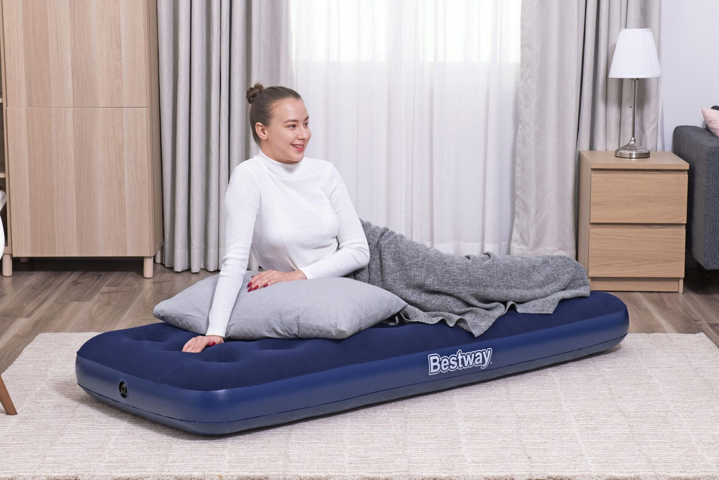 Bestway 1.85m x 76cm x 22cm Air Mattress Jr.Twin Indoor/Outdoor Heavy Duty Durable Camping