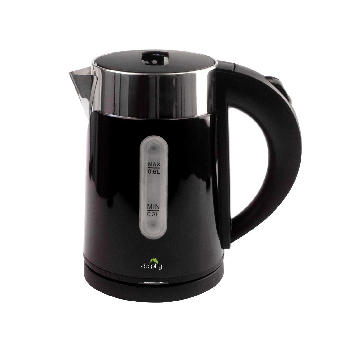 Dolphy 0.6L Black Stainless Steel Electric Kettle – Compact Hotel & Travel Kettle