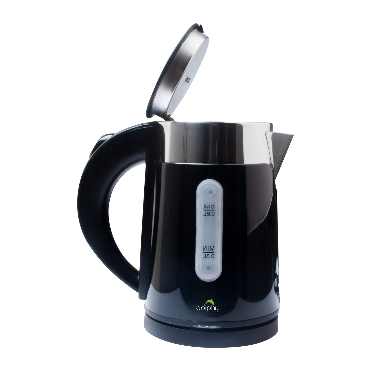 Dolphy 0.6L Black Stainless Steel Electric Kettle – Compact Hotel & Travel Kettle