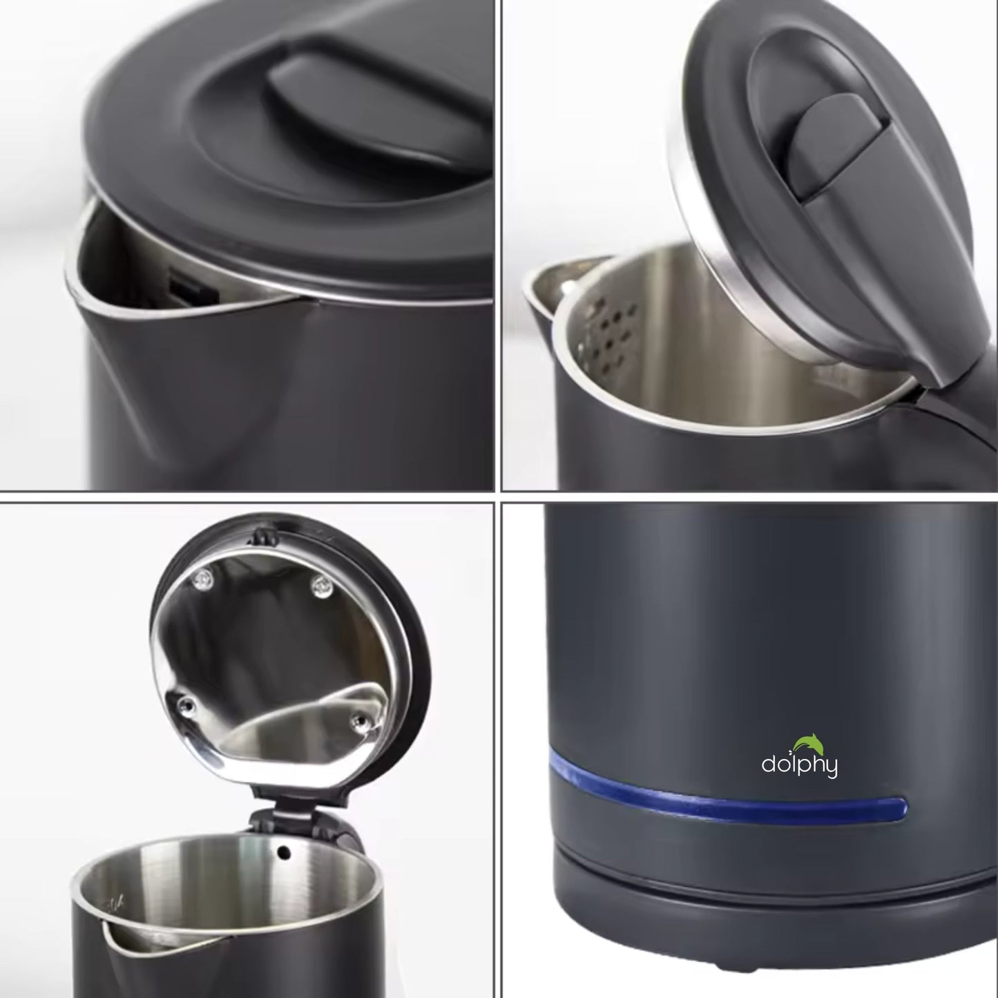 Dolphy 0.8L Matt Black Electric Kettle with LED Indicator Light – Hotel & Home