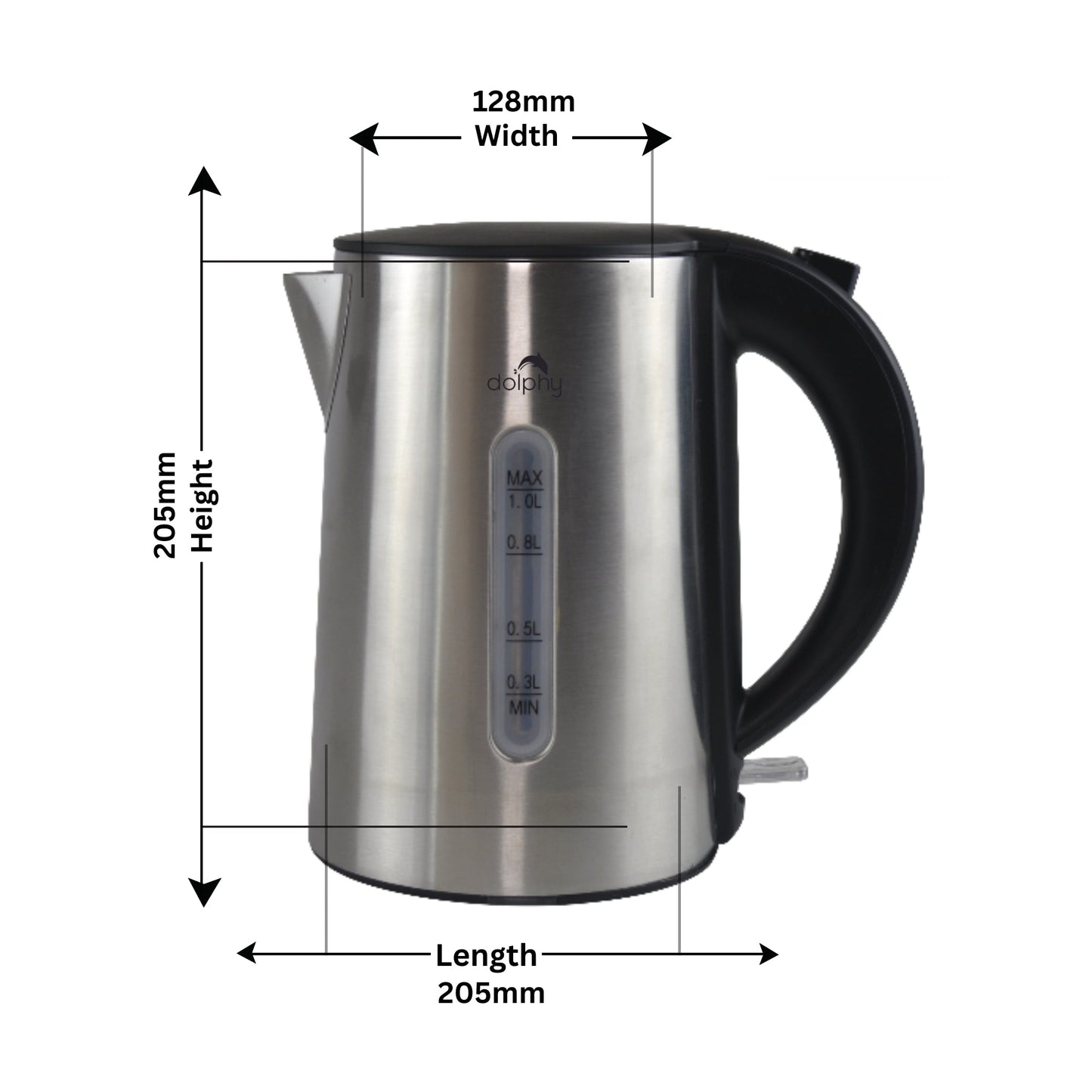 Dolphy 1.0L Brushed Silver Stainless Steel Electric Kettle – Premium Hotel Kettle